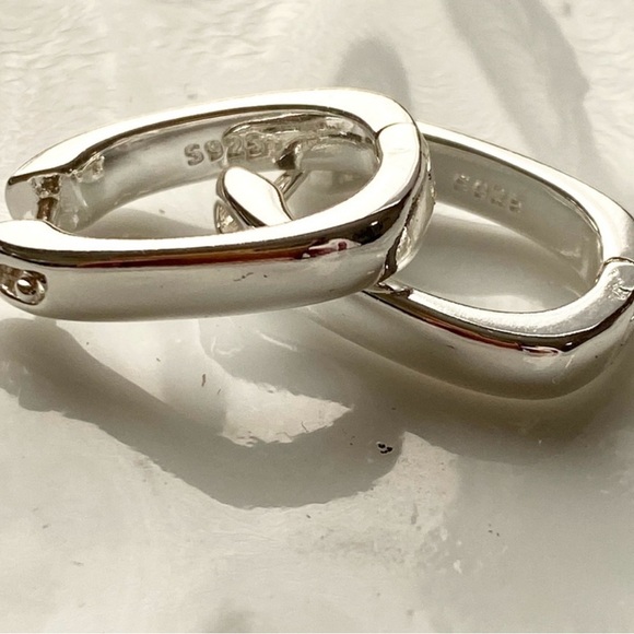 Sterling Silver Hugging Hoop Earrings - Picture 2 of 5